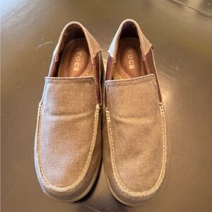 CROCS Grey/Tan Slip-On Loafers